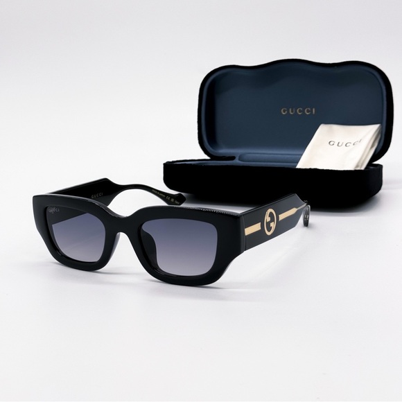 NEW GUCCI GG1558SK 001 SQUARE BLACK GREY WOMEN SUNGLASSES GUCCI - Picture 3 of 12